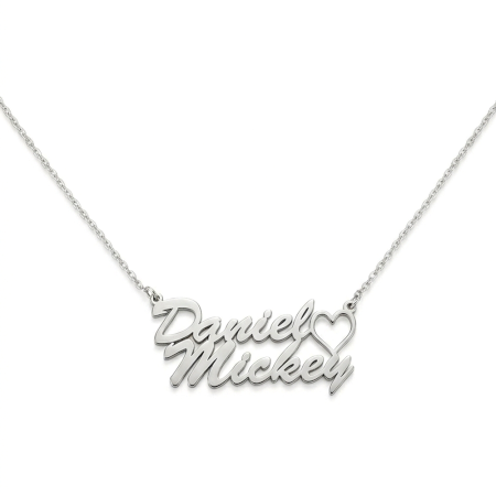 Handmade 925 Sterling Silver Daniel & Mickey Pendant Necklace
